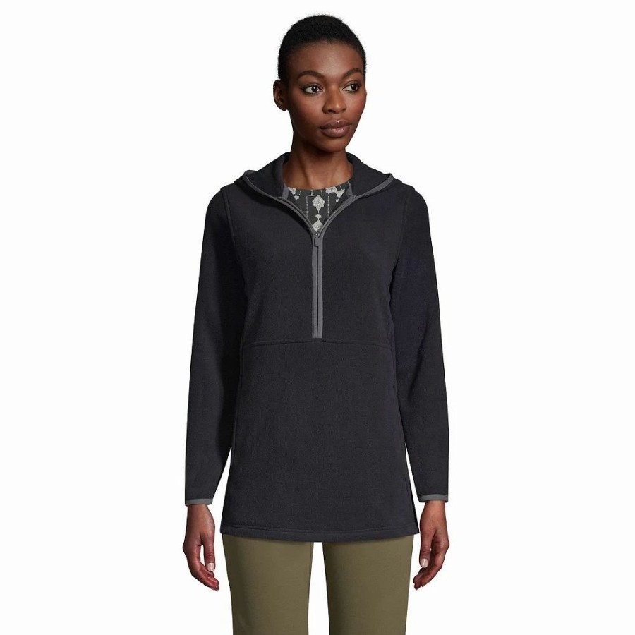 Clothing * | Petite Lands' End Half-Zip Hood Fleece Pullover