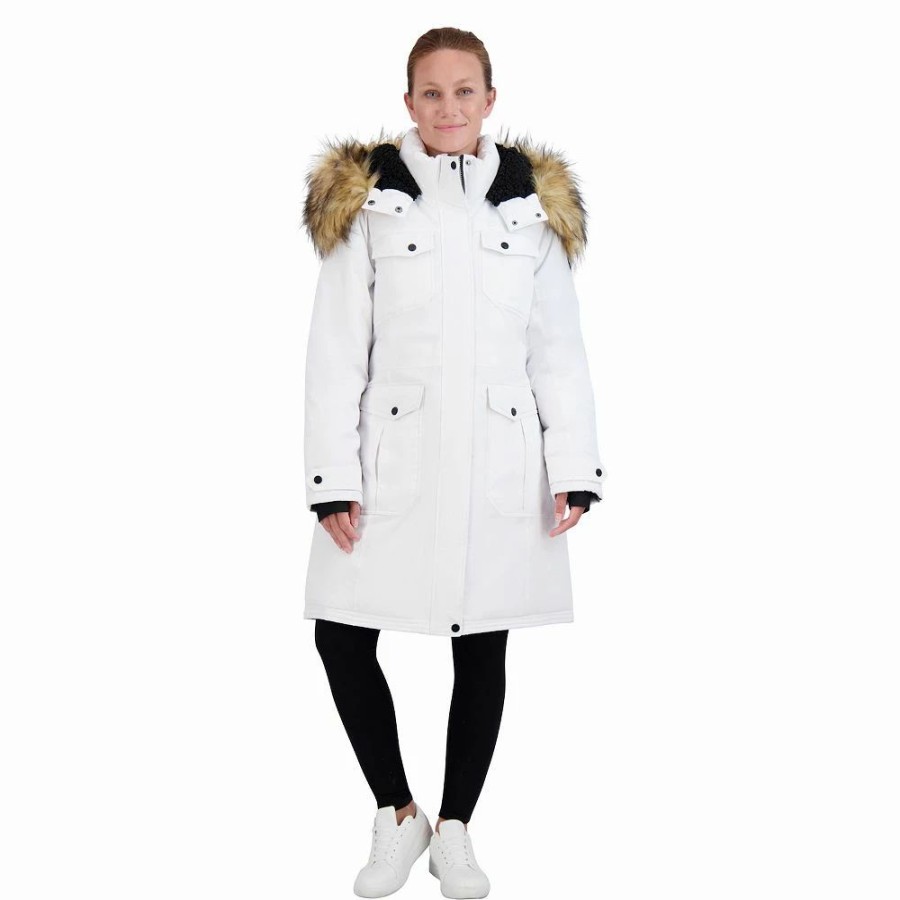 Clothing * | Juniors' Madden Girl Faux-Fur Hood Long Parka