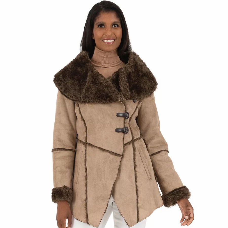 Clothing * | Women'S Fleet Street Faux-Fur Collar Faux Shearling Coat