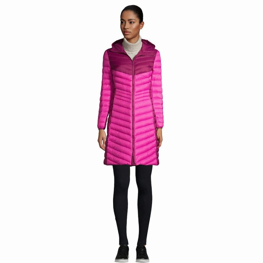 Clothing * | Women'S Lands' End Hooded Ultralight Packable Long Down Coat