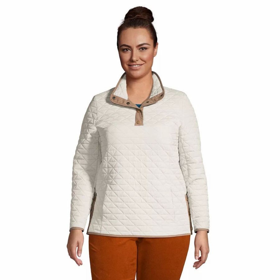 Clothing * | Plus Size Lands' End Insulated Quilted Pullover Jacket