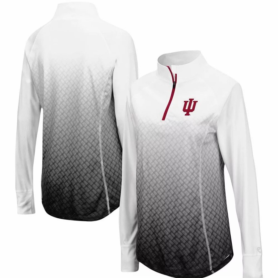 Clothing * | Women'S Colosseum Black Indiana Hoosiers Magic Ombre Quarter-Zip Raglan Jacket