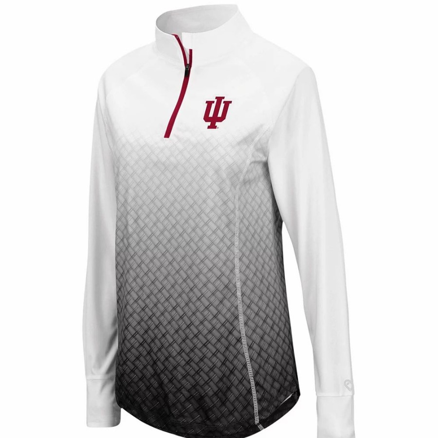 Clothing * | Women'S Colosseum Black Indiana Hoosiers Magic Ombre Quarter-Zip Raglan Jacket