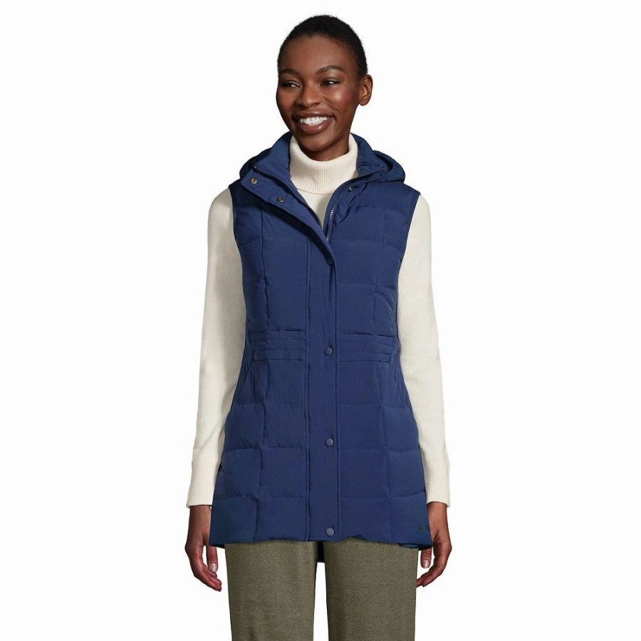 Clothing * | Petite Lands' End Quilted Stretch Down Vest