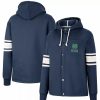 Clothing * | Women'S Colosseum Navy Notre Dame Fighting Irish Mia Striped Full-Snap Hoodie Jacket