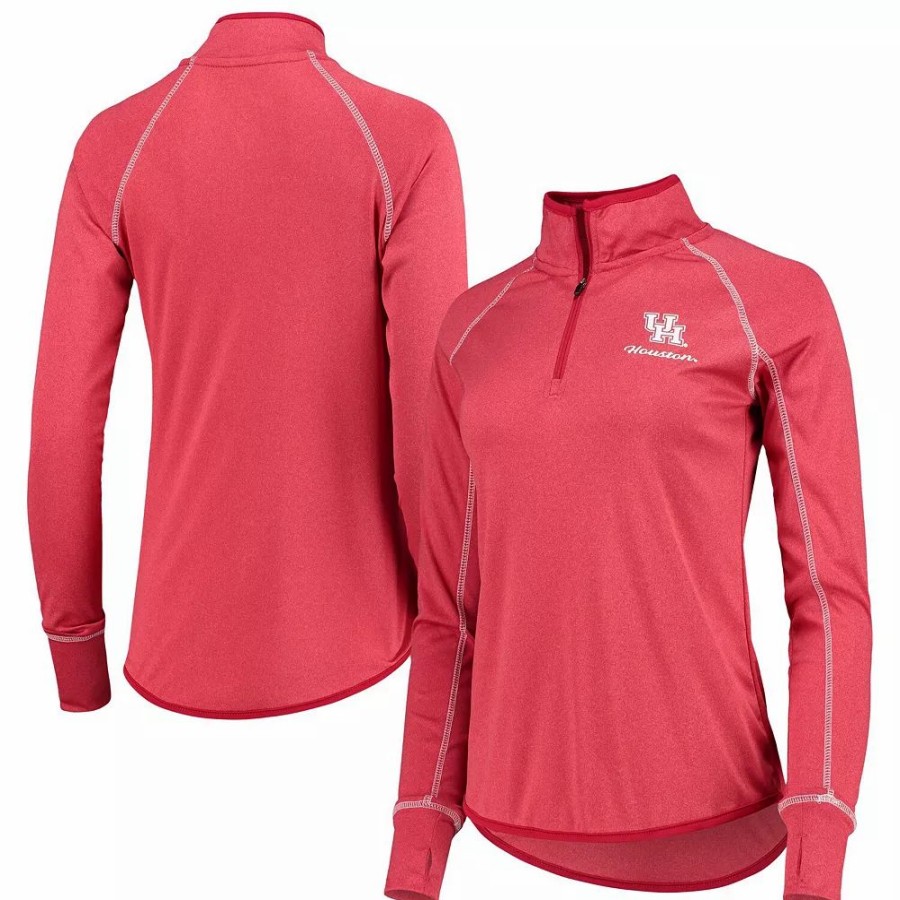 Clothing * | Women'S Colosseum Red Houston Cougars Stingray Raglan Quarter-Zip Top