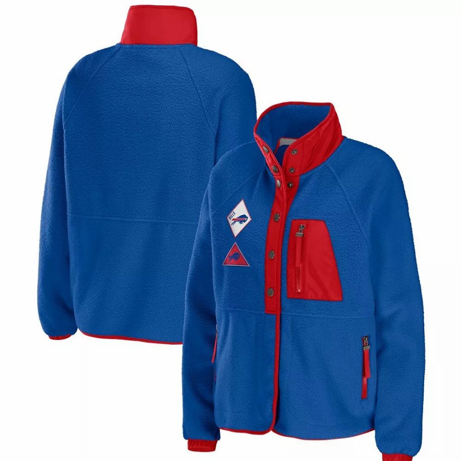 Clothing * | Women'S Wear By Erin Andrews Royal Buffalo Bills Polar Fleece Raglan Full-Snap Jacket