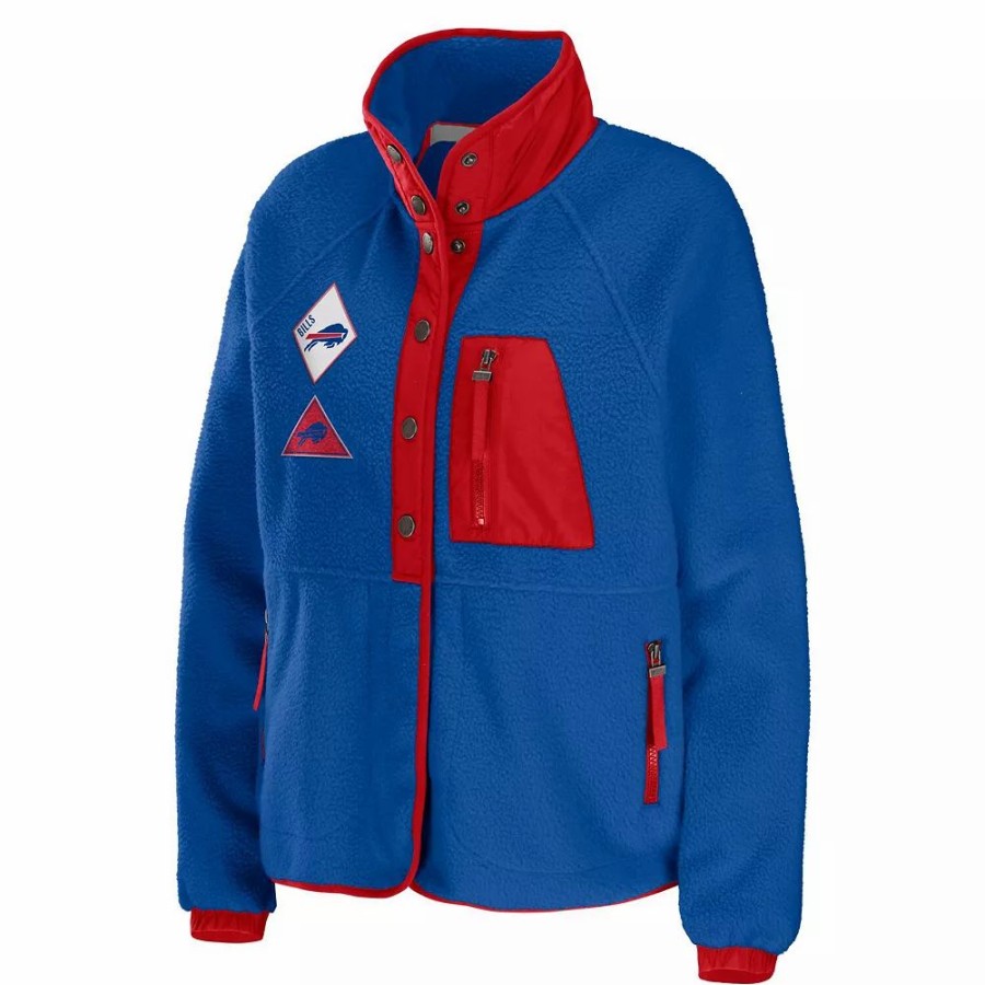 Clothing * | Women'S Wear By Erin Andrews Royal Buffalo Bills Polar Fleece Raglan Full-Snap Jacket