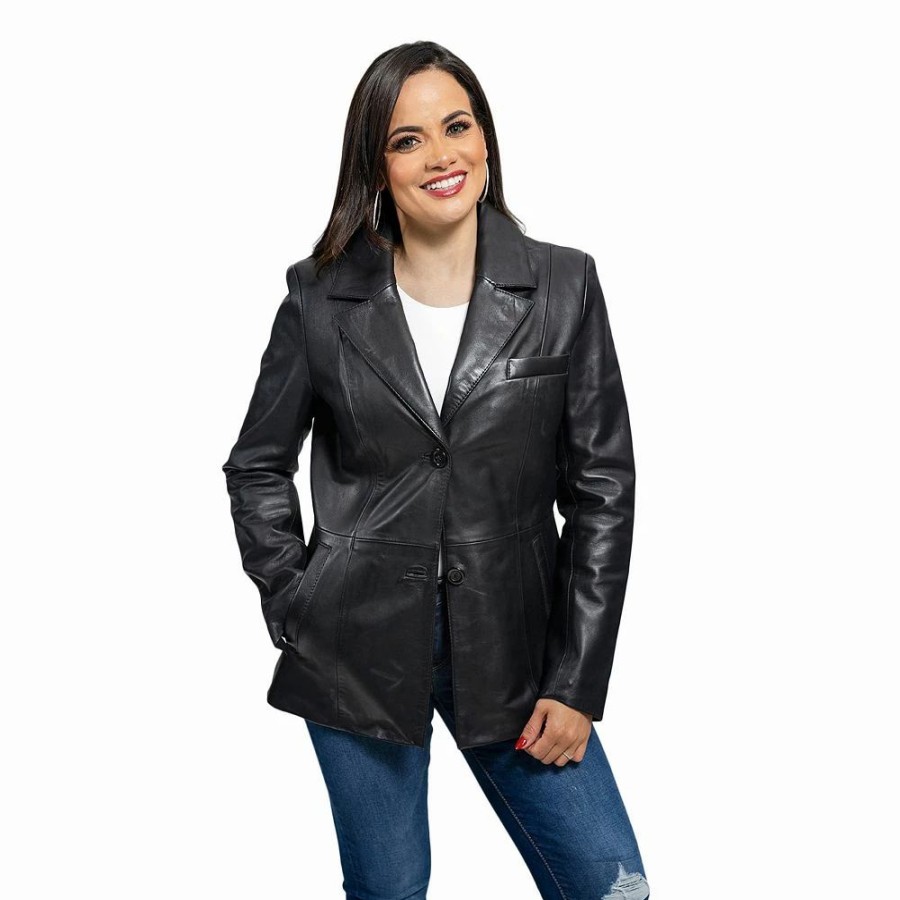 Clothing * | Women'S Whet Blu Dahlia Classic Leather Blazer