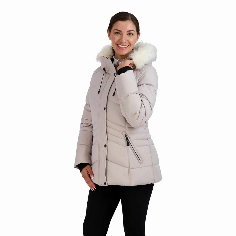 Clothing * | Women'S Zeroxposur Tessa Faux-Fur Hood Quilted Parka