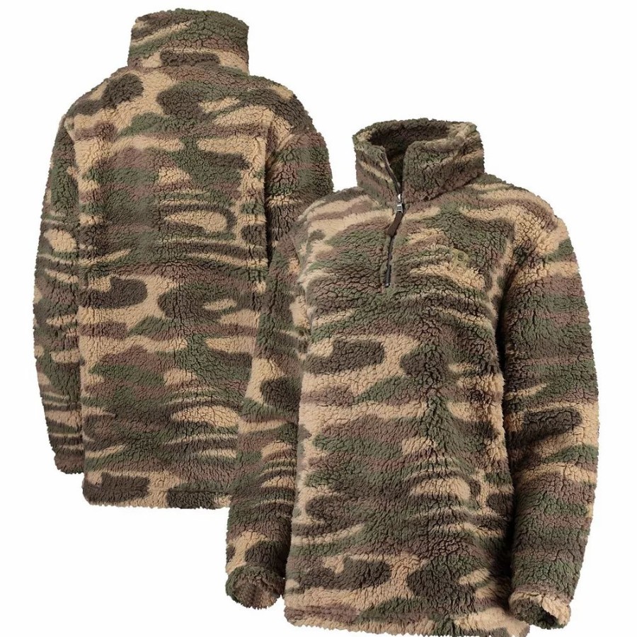 Clothing * | Women'S G-Iii 4Her By Carl Banks Camo Boston Red Sox Sherpa Quarter-Zip Jacket