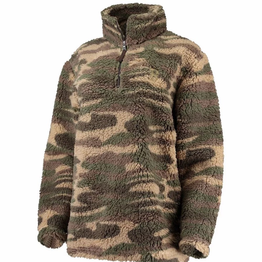 Clothing * | Women'S G-Iii 4Her By Carl Banks Camo Boston Red Sox Sherpa Quarter-Zip Jacket