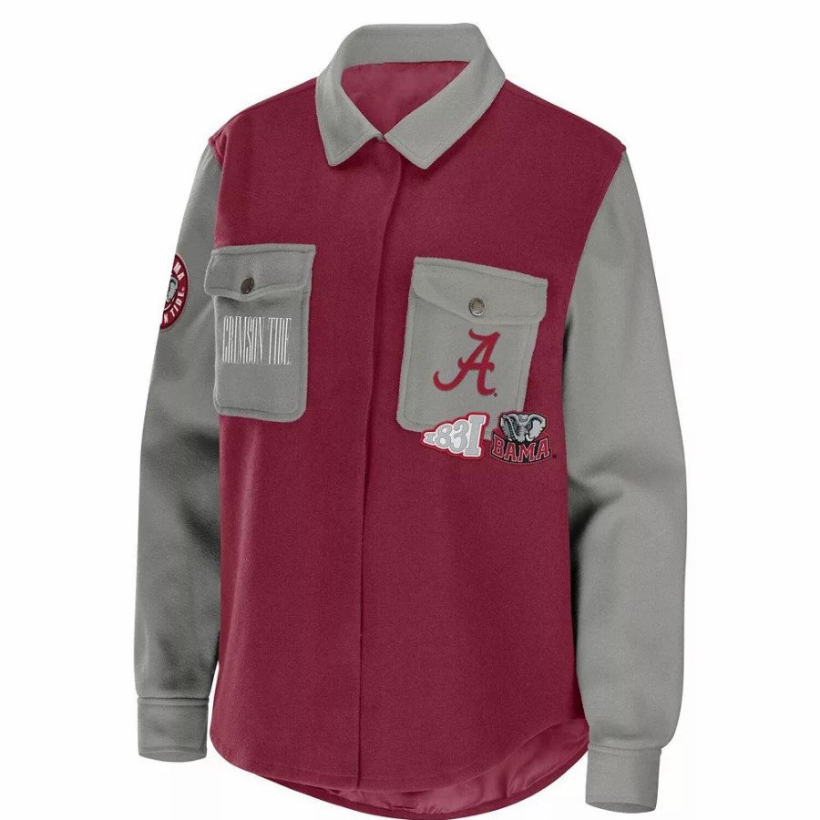 Clothing * | Women'S Wear By Erin Andrews Crimson Alabama Crimson Tide Button-Up Shirt Jacket