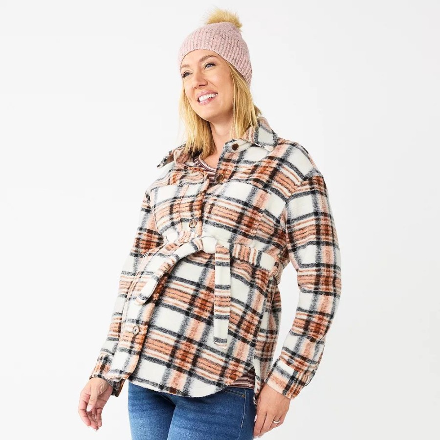 Clothing * | Maternity Sonoma Goods For Life Belted Shacket