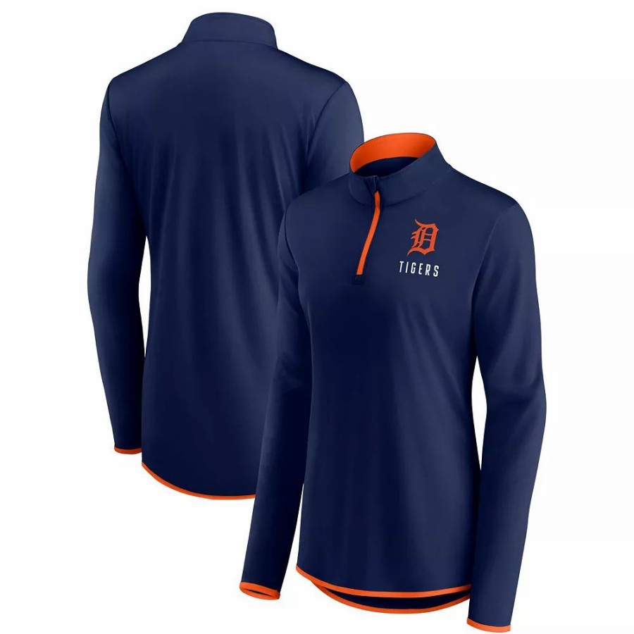 Clothing * | Women'S Fanatics Branded Navy Detroit Tigers Worth The Drive Quarter-Zip Jacket