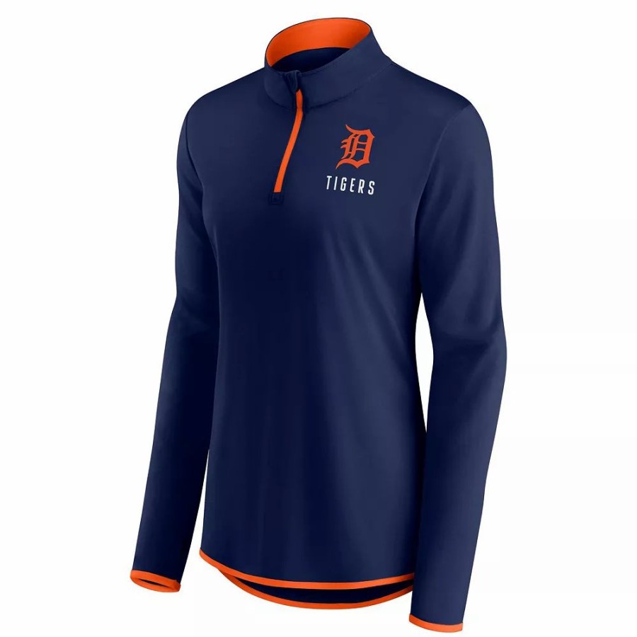 Clothing * | Women'S Fanatics Branded Navy Detroit Tigers Worth The Drive Quarter-Zip Jacket