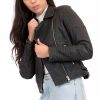 Clothing * | Women'S Coffee Shop Washed Faux Leather Moto Jacket