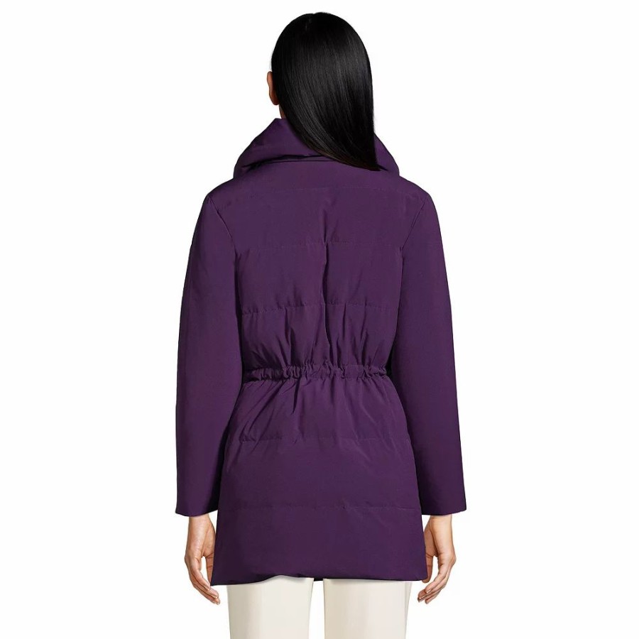 Clothing * | Petite Lands' End Quilted Stretch Down Wrap Coat Blackberry