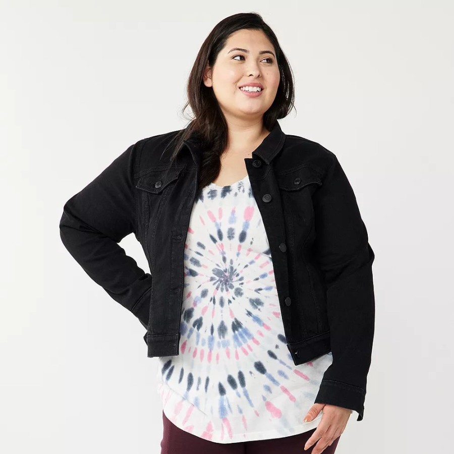 Clothing * | Juniors' Plus Size So Denim Jacket