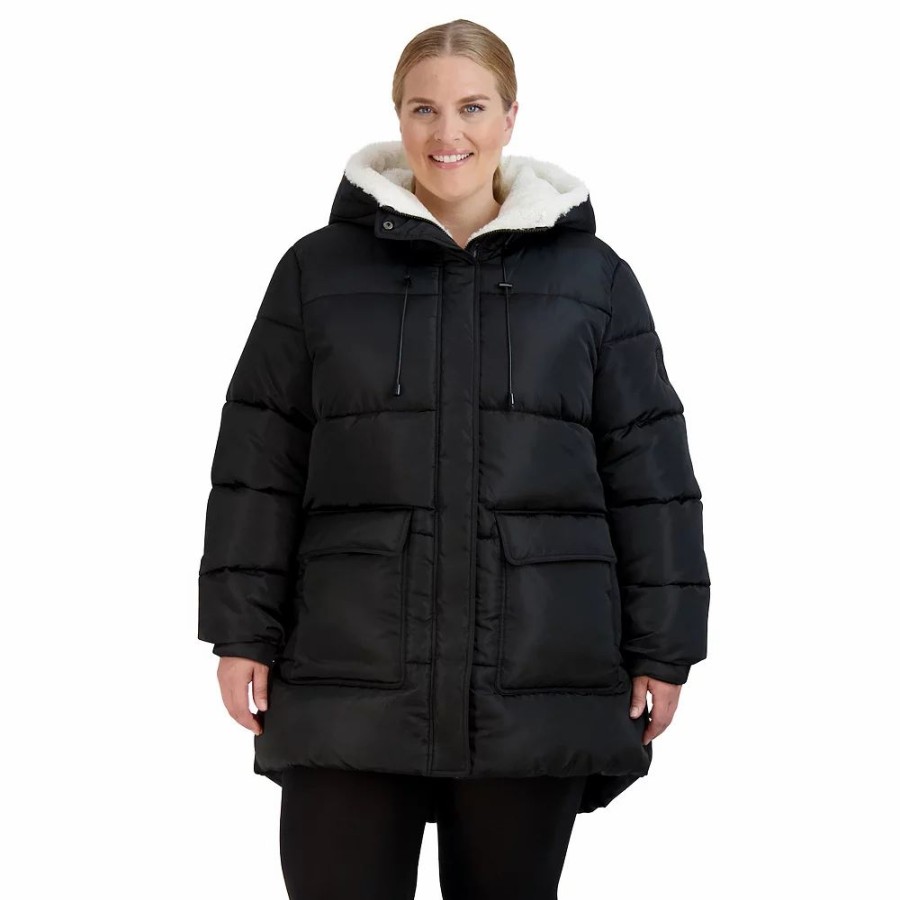 Clothing * | Juniors' Plus Size Madden Girl Hooded Puffer Coat