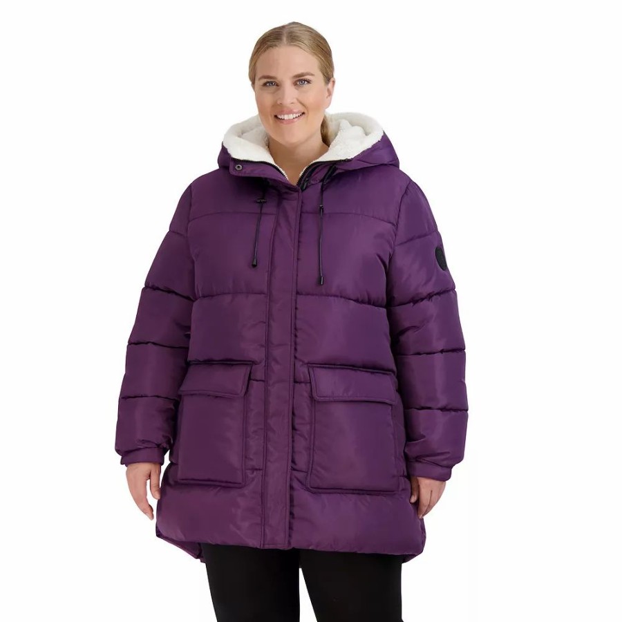 Clothing * | Juniors' Plus Size Madden Girl Hooded Puffer Coat