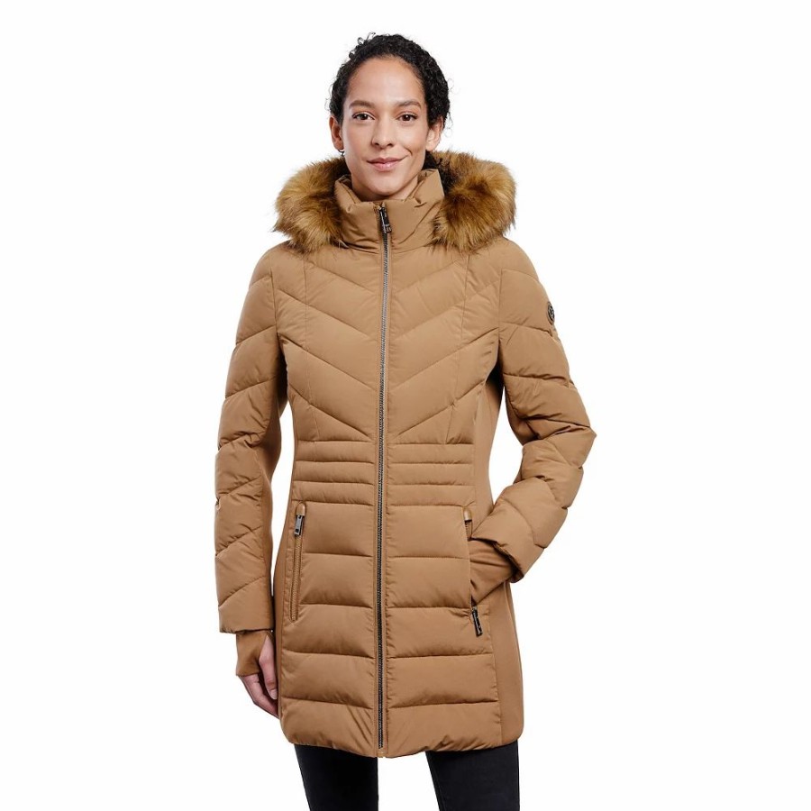 Clothing * | Women'S London Fog Stretch Faux-Fur Hooded Active Jacket