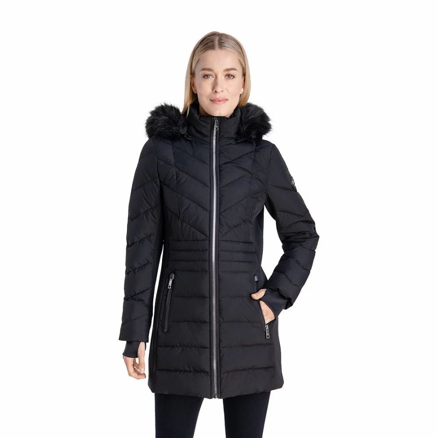 Clothing * | Women'S London Fog Stretch Faux-Fur Hooded Active Jacket