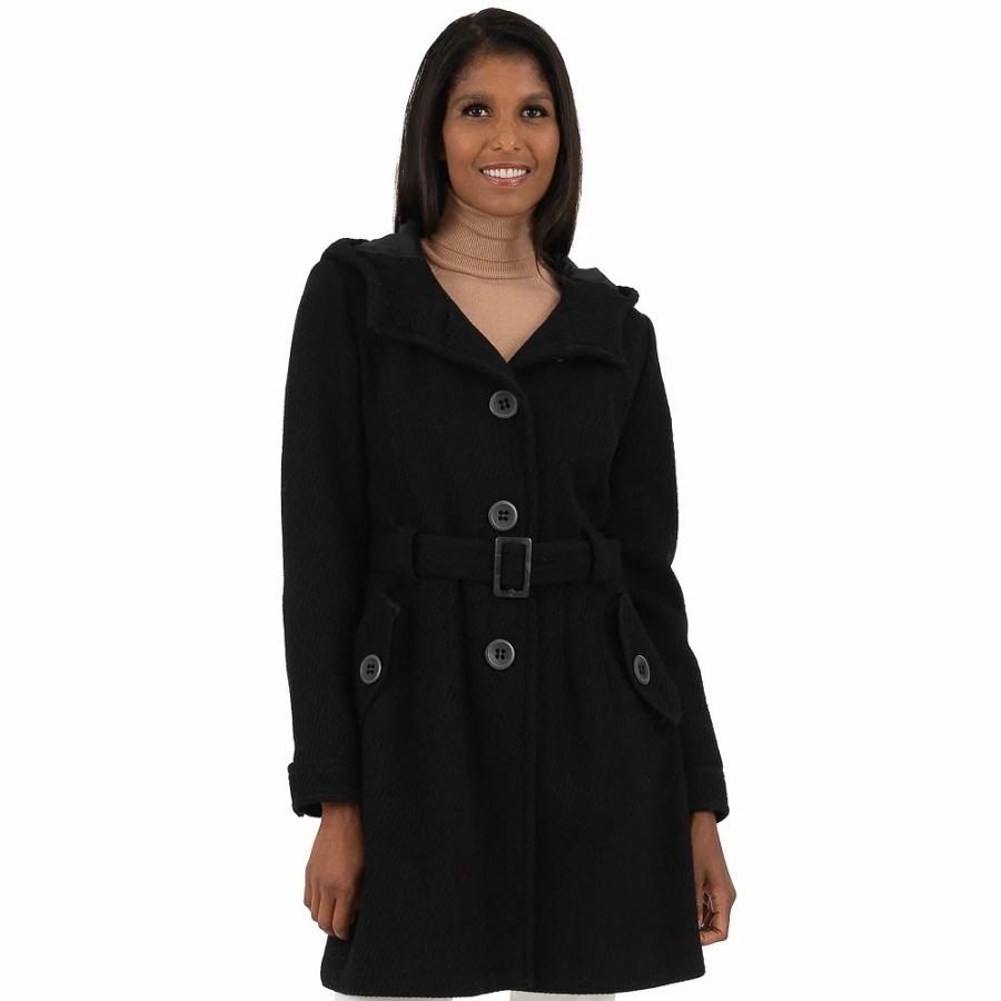 Clothing * | Women'S Fleet Street Hooded Textured Wool-Blend Coat