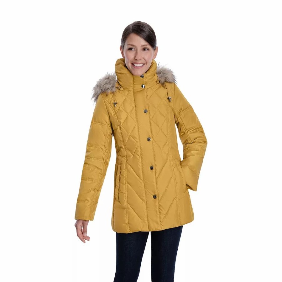 Clothing * | Women'S Tower By London Fog Hooded Faux-Fur Down Puffer Coat