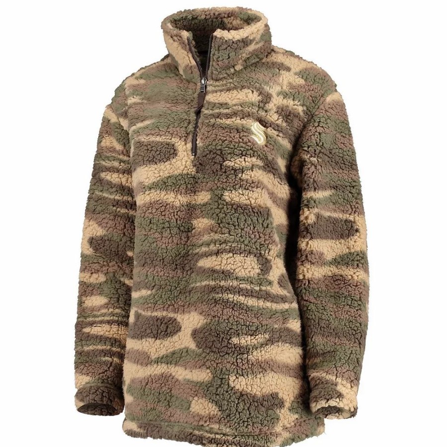 Clothing * | Women'S G-Iii Sports By Carl Banks Camo Seattle Kraken Sherpa Quarter-Zip Jacket