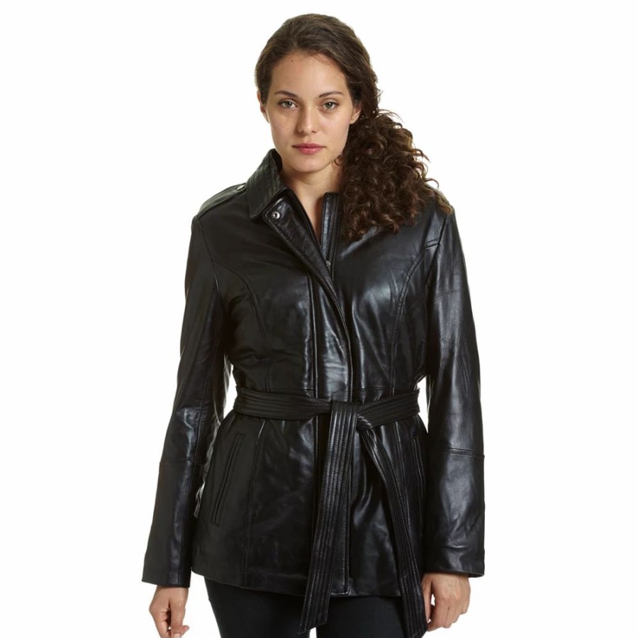 Clothing * | Women'S Excelled Leather Coat Black