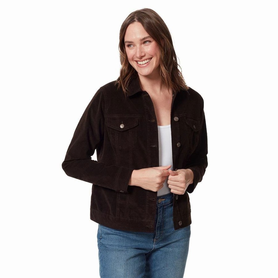 Clothing * | Women'S Gloria Vanderbilt Amanda Corduroy Jacket Coffee Roast