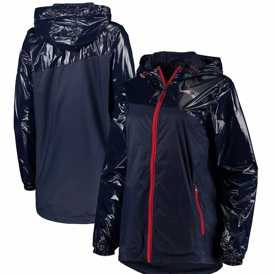 Clothing * | Women'S G-Iii 4Her By Carl Banks Navy New England Patriots Double-Coverage Full-Zip Hoodie Jacket