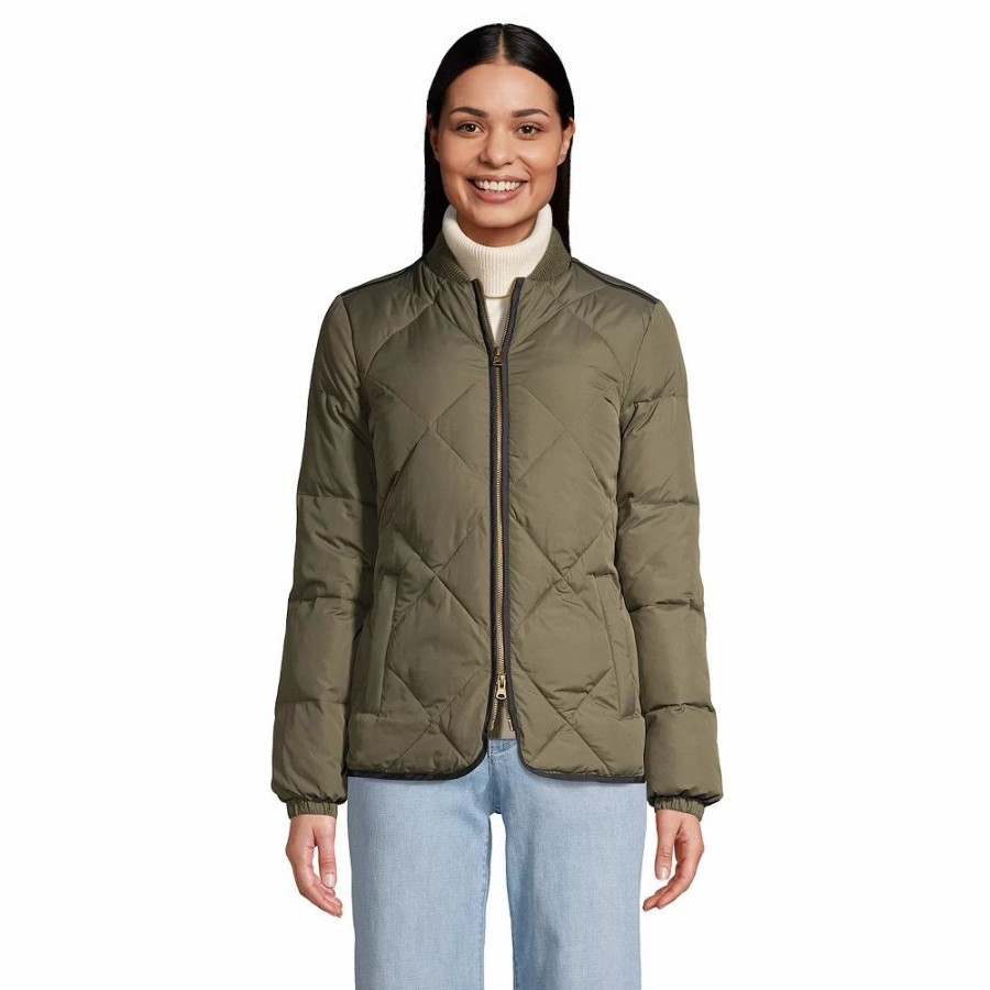 Clothing * | Petite Lands' End Insulated Quilted Thermoplume Bomber Jacket