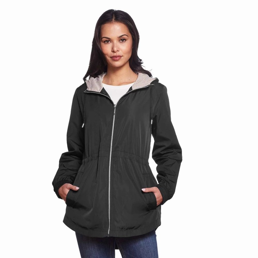 Clothing * | Women'S Weathercast Striped Modern Anorak Jacket