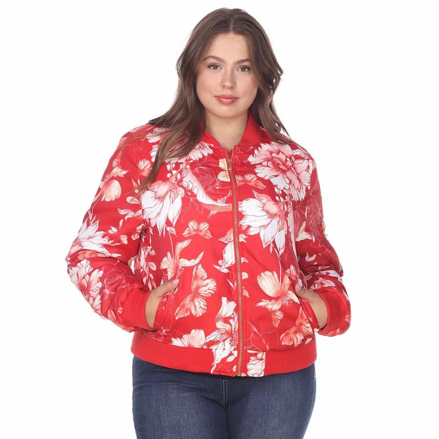 Clothing * | Women'S White Floral Bomber Jacket