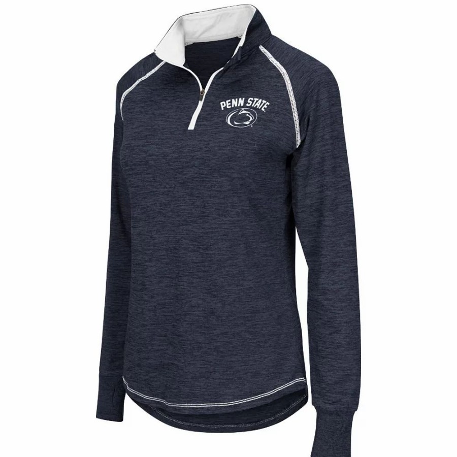 Clothing * | Women'S Colosseum Navy Penn State Nittany Lions Bikram 1/4 Zip Long Sleeve Jacket