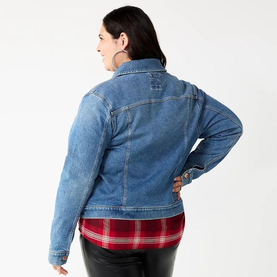 Clothing * | Juniors' Plus Size So Casual Cropped Jean Jacket