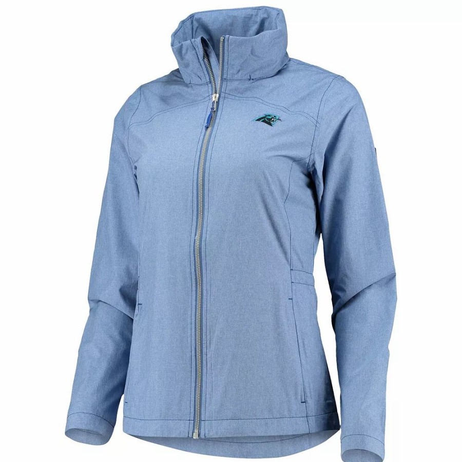 Clothing * | Women'S Cutter & Buck Blue Carolina Panthers Packable Full-Zip Weathertec Jacket