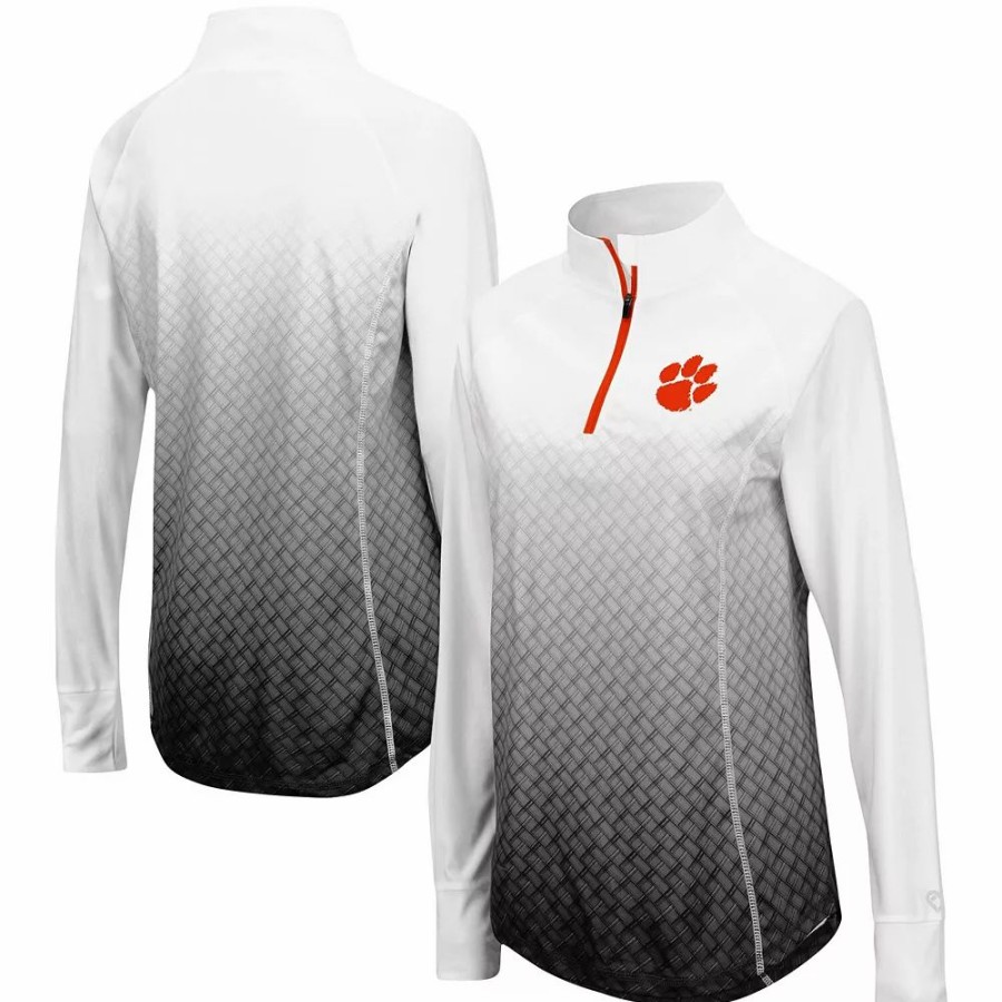 Clothing * | Women'S Colosseum Black Clemson Tigers Magic Ombre Quarter-Zip Raglan Jacket