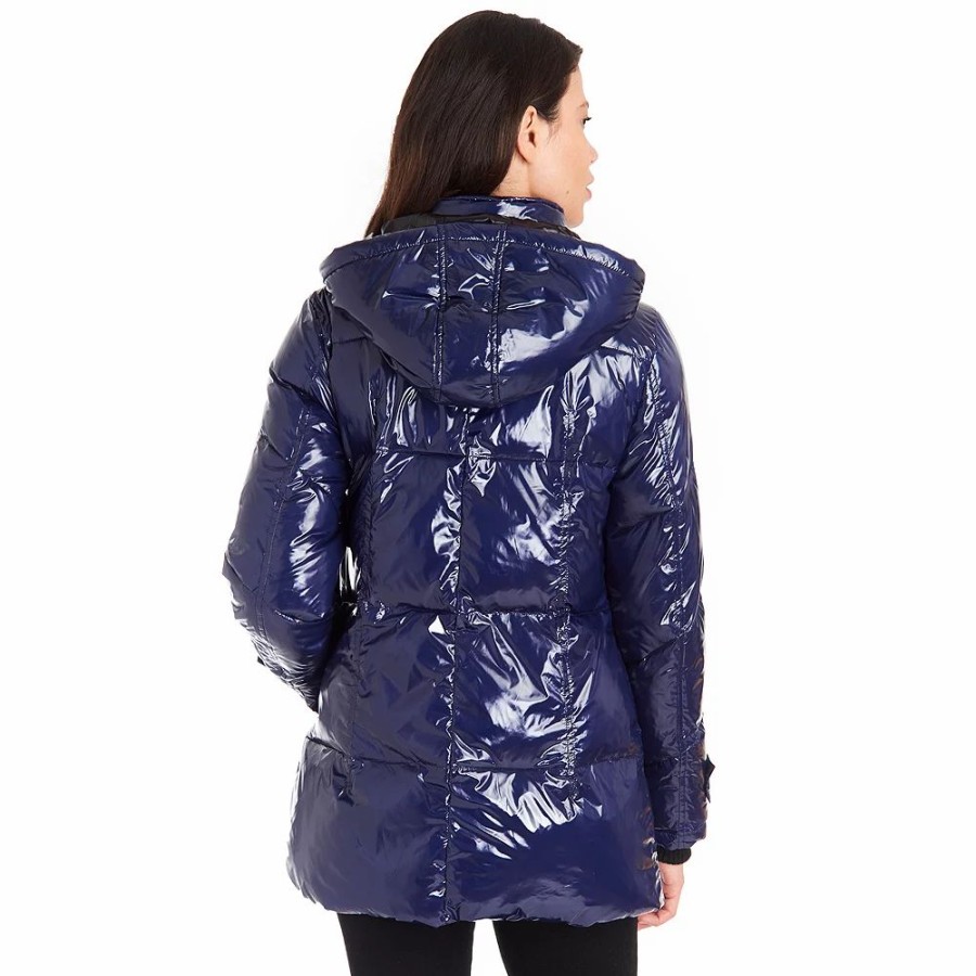 Clothing * | Women'S Fleet Street Faux Down Puffer Coat With Fancy Pocket Details Cobalt