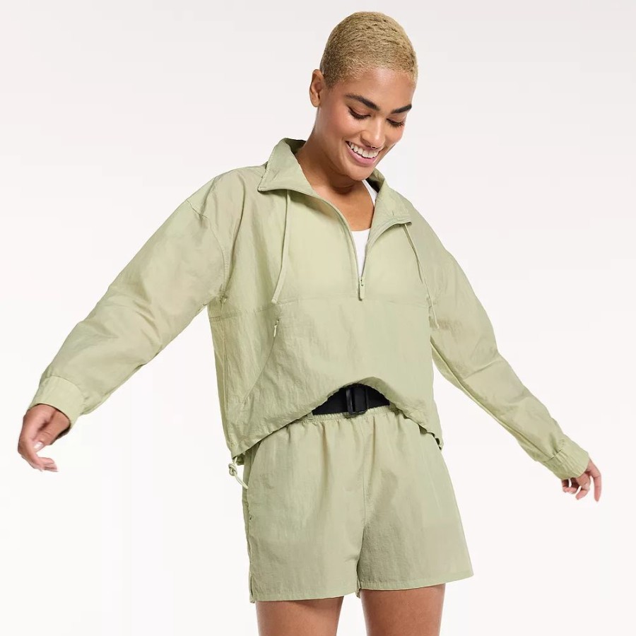 Clothing * | Women'S Flx Half-Zip Woven Crop Jacket