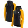 Clothing * | Women'S Fanatics Branded Black/Gold Pittsburgh Steelers End Around Raglan Full-Zip Hoodie