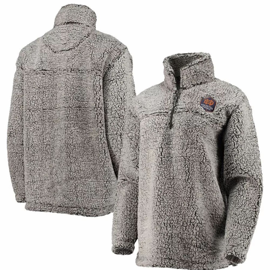 Clothing * | Women'S Gray Houston Dynamo Fc Sherpa Quarter-Zip Jacket