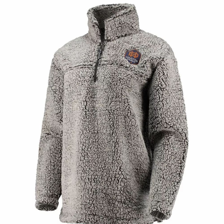 Clothing * | Women'S Gray Houston Dynamo Fc Sherpa Quarter-Zip Jacket