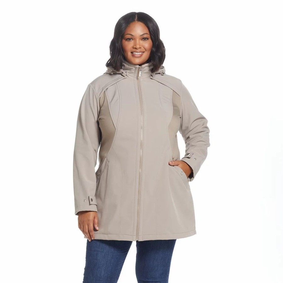 Clothing * | Plus Size Gallery Hooded Soft-Shell Jacket