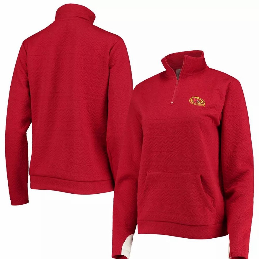 Clothing * | Women'S Gameday Couture Cardinal Iowa State Cyclones Embossed Quarter-Zip Jacket