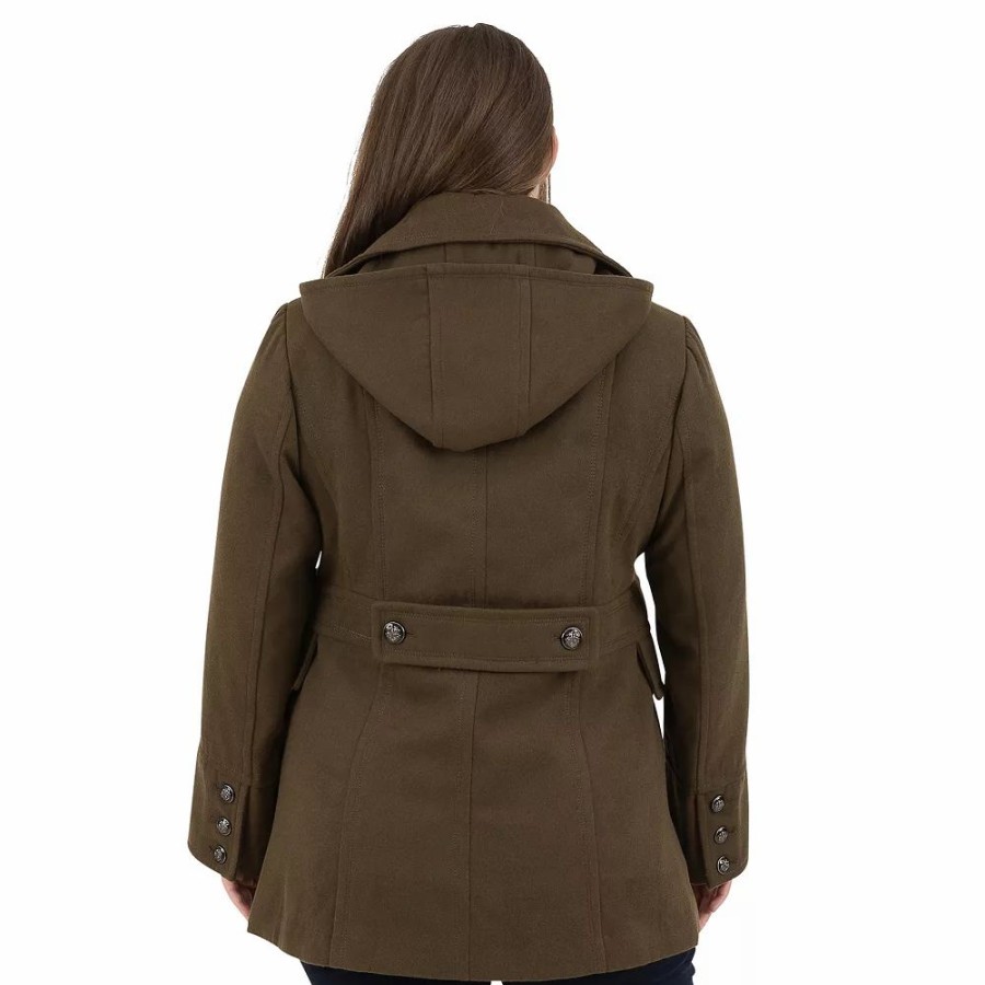 Clothing * | Plus Size Fleet Street Hooded Wool-Blend Peacoat