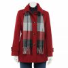 Clothing * | Plus Size Tower By London Fog Wool Blend Coat & Scarf