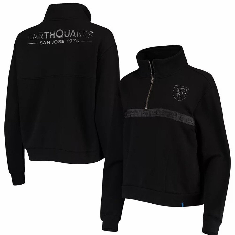 Clothing * | Women'S The Wild Collective Black San Jose Earthquakes Quarter-Zip Jacket